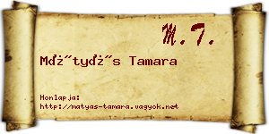 Mátyás Tamara névjegykártya